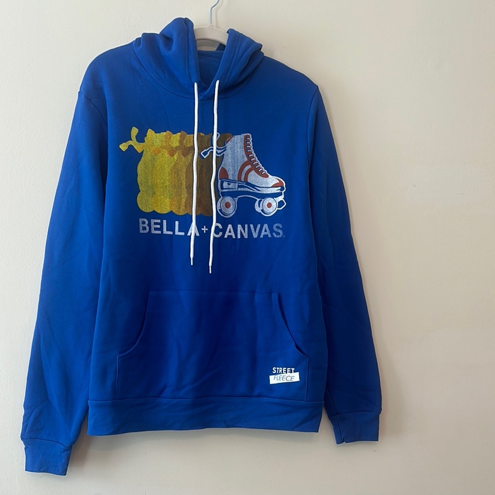 Bella Canvas Blue Graphic Sweatshirt Hoodie Size L cotton/poly fleece collection